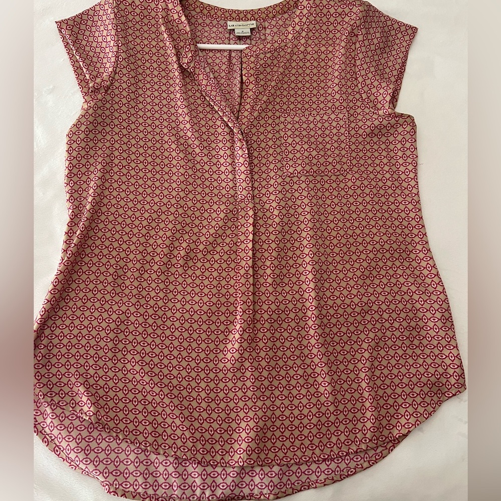 Pink Patterned Cap Sleeve Blouse